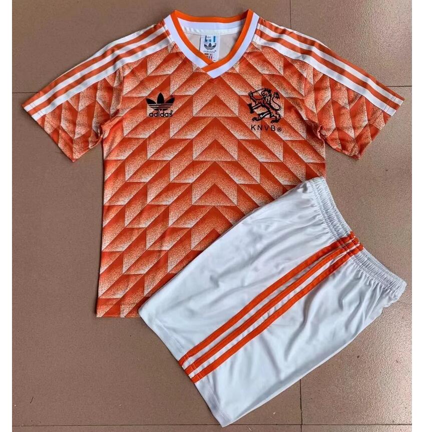 1988 Netherlands Retro Kids Home Soccer Shirt With Shorts